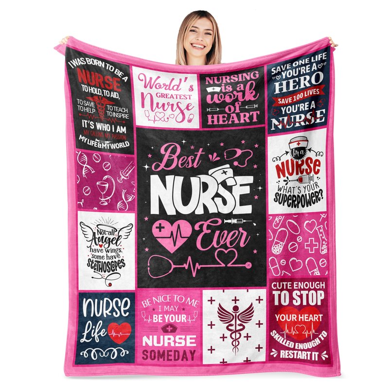 Nurse Blanket 80"X60", Nurse Gifts for Women, Gifts for Nurse, Nurse Gift for Her, Nurse Week Gifts, Nurse Practitioner Gifts, Nurse Appreciation Gifts, Christmas Birthday Graduation Gifts for Nurse