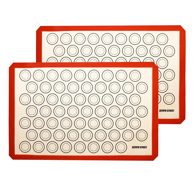Macaron Silicone Baking Mats - Set of 10 - Full Size - 16.5 x 24, Non-Stick Macaron Mat for Perfect Baking - Dishwasher & Oven Safe, Ideal for Macarons, Cookies, Bread, Red Border