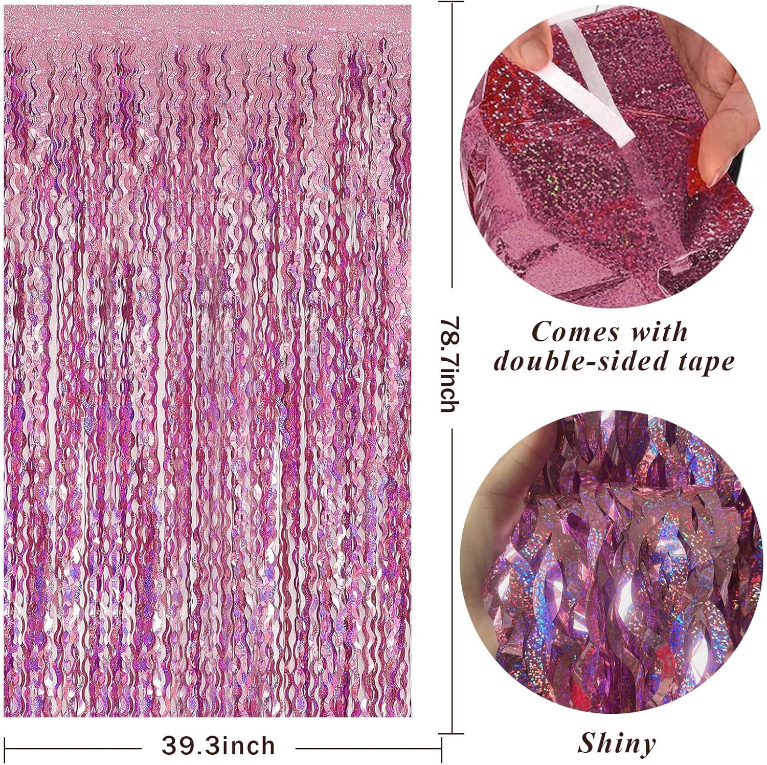 Skiennix Tinsel Foil Fringe Curtains - Sparkling Wavy Backdrop for Parties | Perfect for Birthdays, Graduations, Weddings