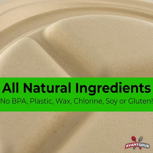 Restaurant-Grade Biodegradable 10 Inch 3-Compartment Plates Bulk 200Pk. Great for Lunch and Dinner Parties. Disposable Compostable Wheatstraw Divided Plates are Leakproof and Microwave Safe.