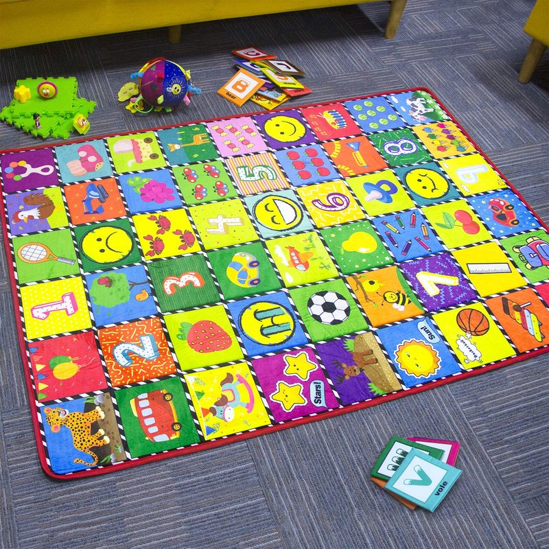 teytoy Baby Rug for Crawling - How Many are There? Kids Area Rugs Educational Play Mat for Room Decor, Count Game, Learn Animals, Expressions, Family Beach Carpet Outdoor Indoor Gift 3.4' x 5'