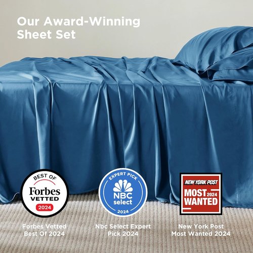 Bedsure King Size Cooling Sheets Set - Breathable Rayon from Bamboo, Soft & Luxurious, Deep Pocket Teal
