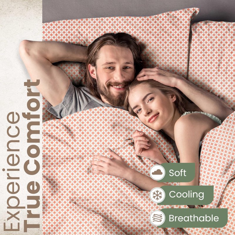 4-Piece EcoPure Queen Size Sheet Set | 100% Organic Cotton Sheets | Comfort Washed Sheets | Cooling | Deep Pocket Bed Sheets | GOTS Certified | Orange