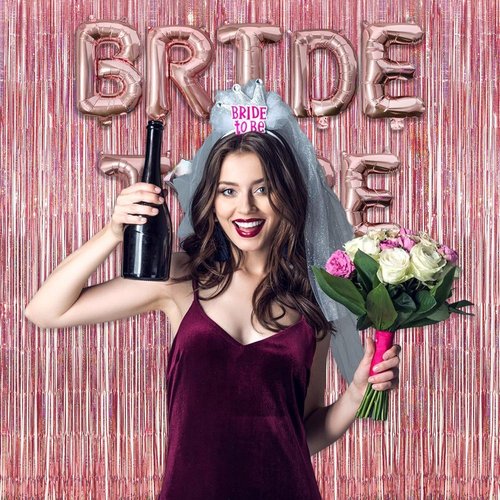 GREATRIL Rose Gold Tinsel Party Backdrop | Foil Fringe Curtain for Birthday Photo Booth - 1m x 2.5m, Pack of 2