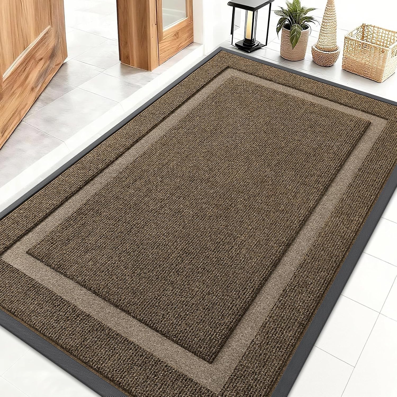 OLANLY Waterproof Front Door Mat - All-Season, Fade Resistant, Easy Clean | 47x30 Inches, Brown