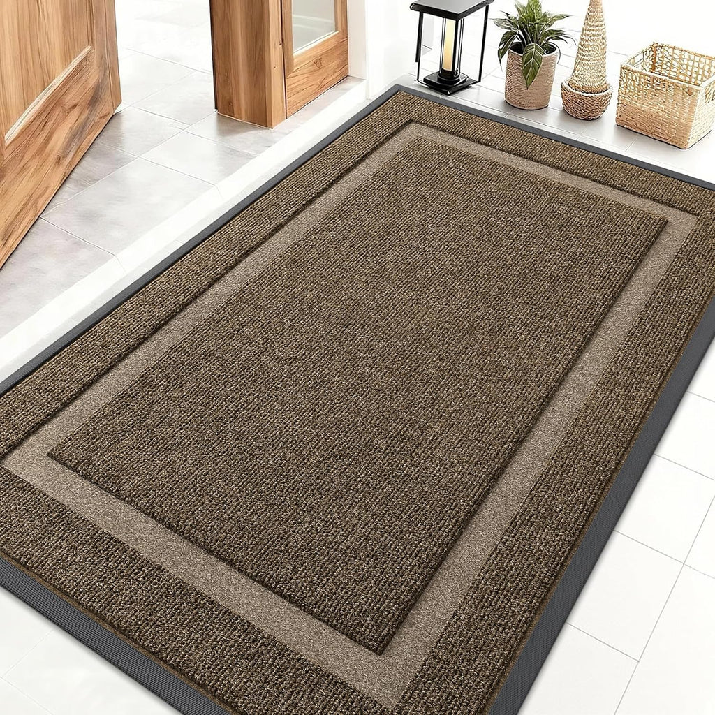 OLANLY Waterproof Front Door Mat - All-Season Indoor/Outdoor Doormat, Sturdy Rubber, Easy Clean | 47x32, Brown