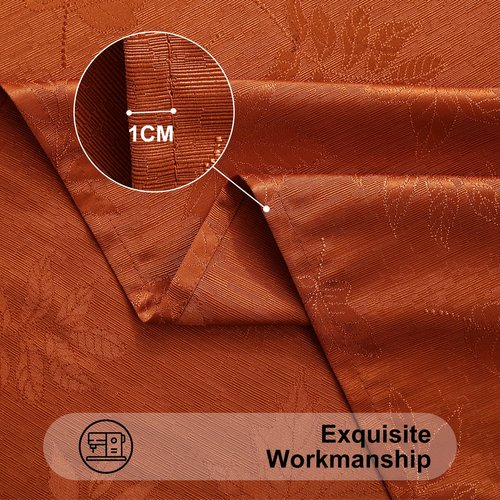 Smiry Rectangle Tablecloth, 60x102 Inch Waterproof Damask Table Cloth, Leaves Patterns Fabric Jacquard Table Covers for Parties, and Holiday Dinner, Rust