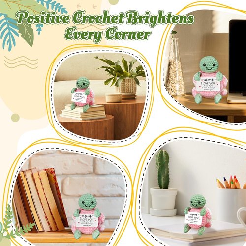 HEXMOZ Mother's Day Gifts - Sentimental "I Love You" Mom Gift with Positive Card - Pink Turtle Crochet