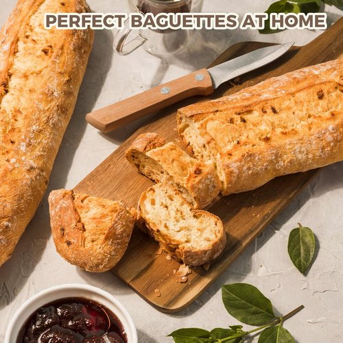 KITESSENSU Nonstick Baguette Pans - Perforated Bakery Tray for 2 Loaves, 15" x 6.3", Silver
