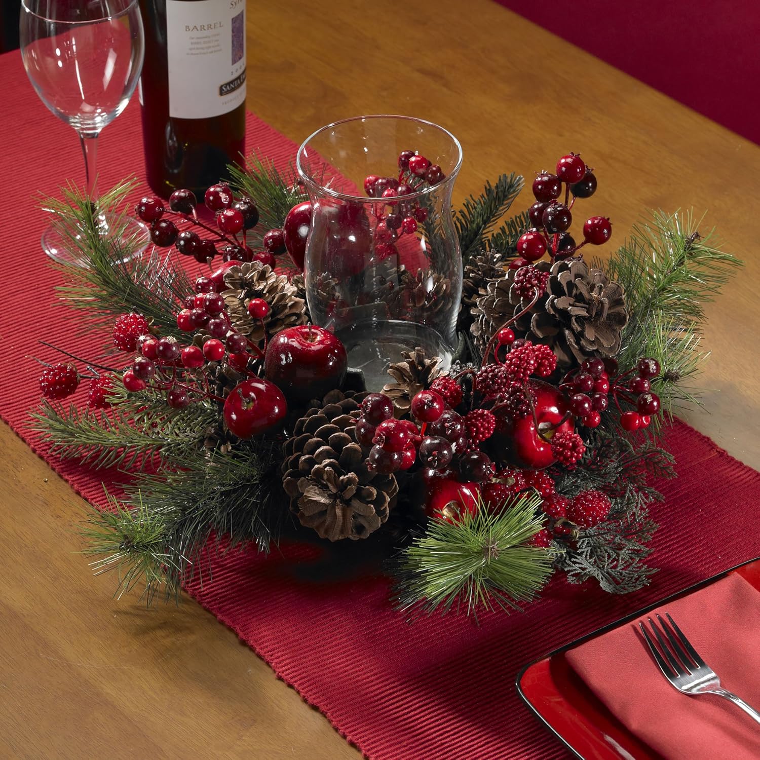 Nearly Natural Candleabrum Holiday - Elegant Red Design | 17.5" x 8.5" x 17.5" Size