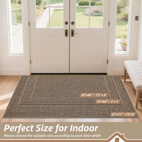 BEQHAUSE Dirt Trapper Door Mat - Non-Slip, Washable, Absorbent Entrance Mat | 20" x 48", Beige