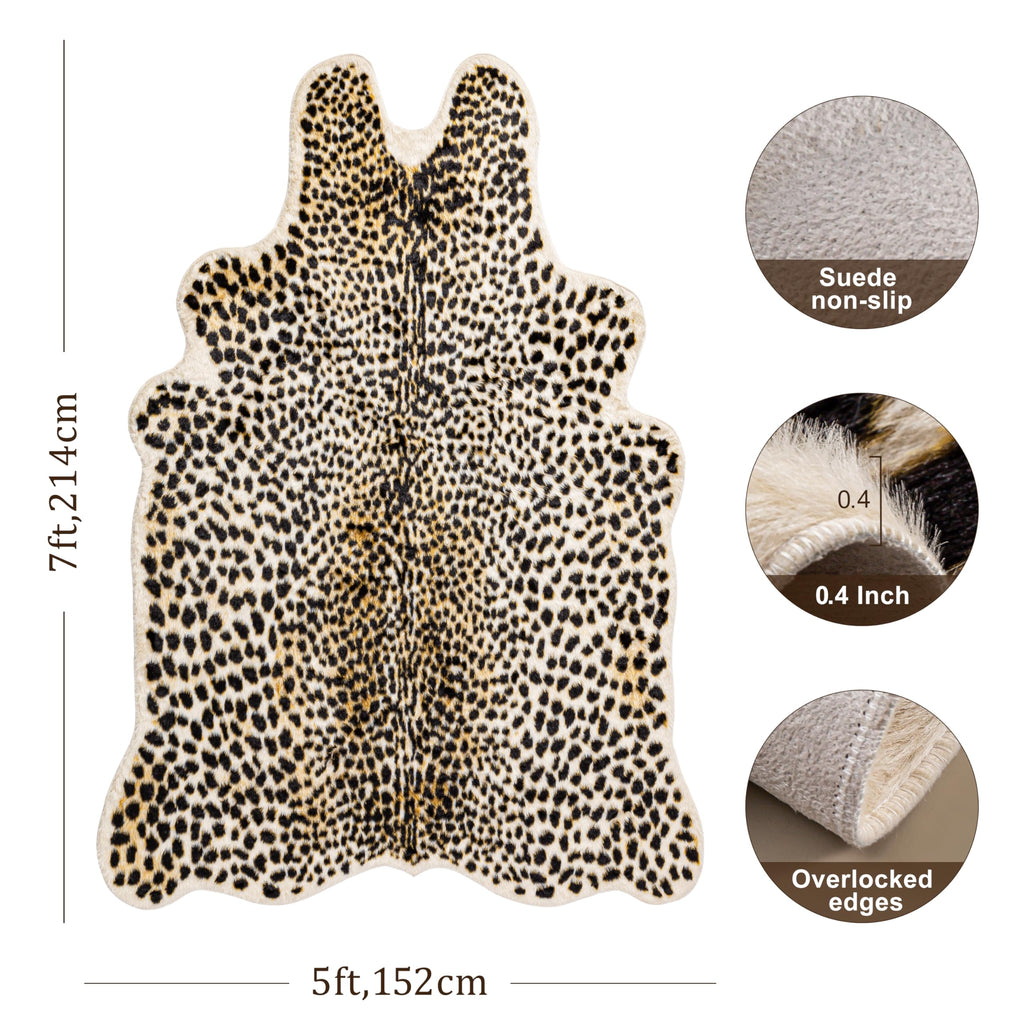 WARM HAVEN Cheetah Print Rug, Leopard Rug 5.2x7 Faux Animal Print Skin Cheetah Area Rug for Bedroom Living Room Animal Fur Hide Rustic Antelope Multicolor