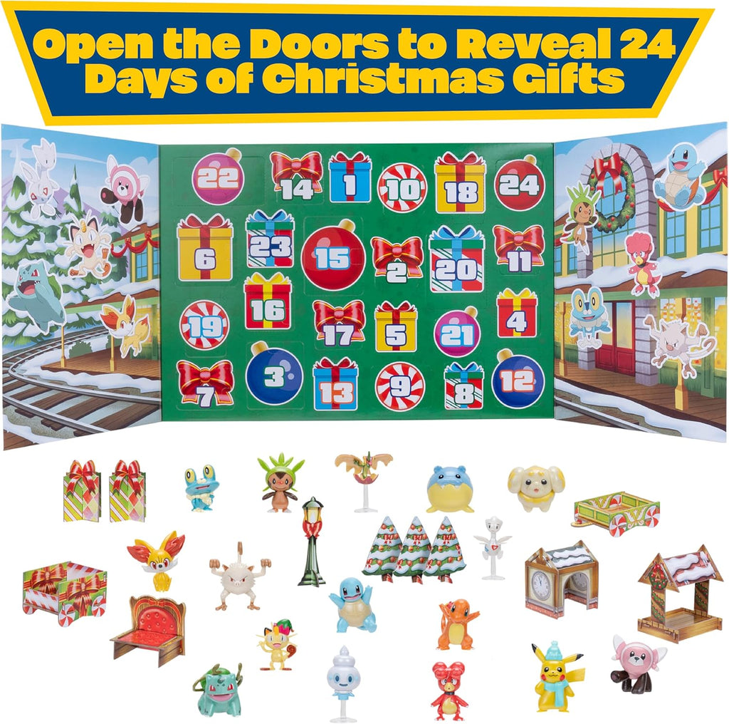Pokémon 2025 Holiday Advent Calendar - 24-Piece Gift Playset with 16 Toy Figures & 8 Accessories - Officially Licensed for Kids 4+