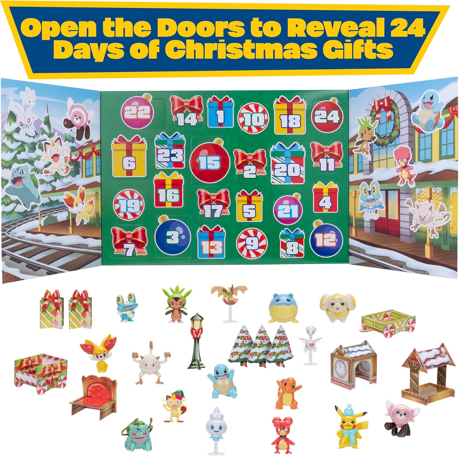 Pokémon 2025 Holiday Advent Calendar - 24-Piece Gift Playset with 16 Toy Figures & 8 Accessories - Officially Licensed for Kids 4+