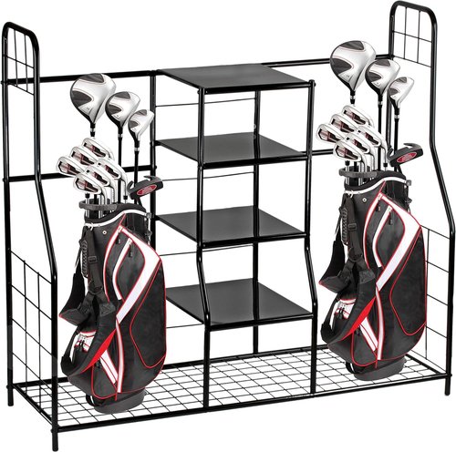Home-it Golf Organizer - Extra Large Dual Storage Solution for Bags, Clubs, Balls & Accessories | Ideal for Garage & Basement