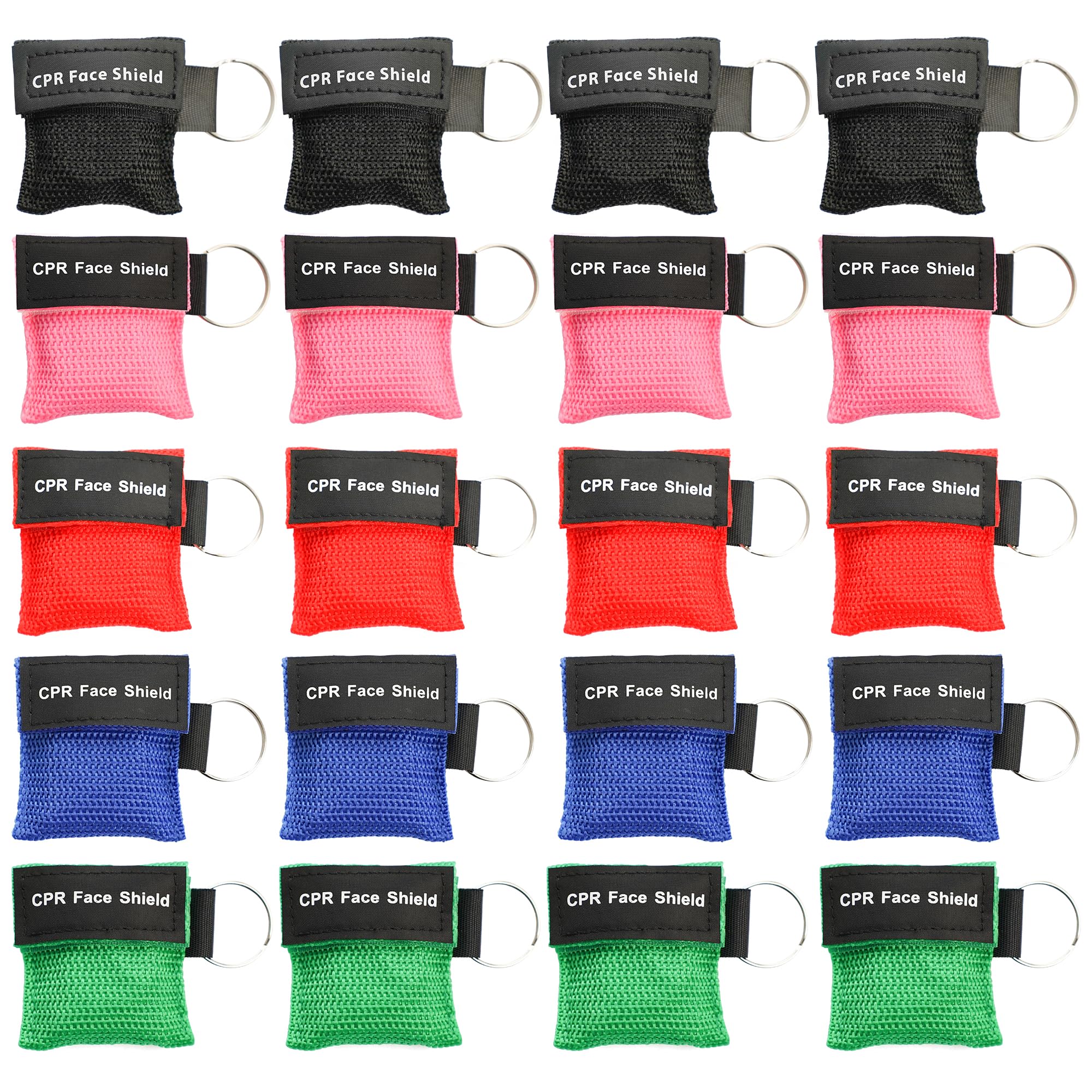 KONGDY 20pcs CPR Face Shield, CPR Pocket Mask Keychain with One-Way Valve Breathing Barrier