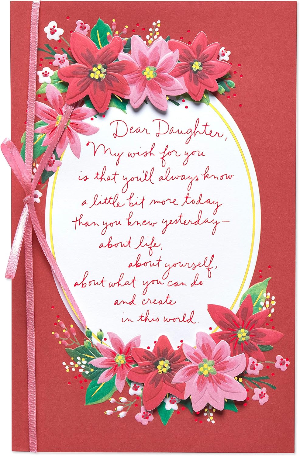 American Greetings Christmas Card - Festive Floral Design with Poinsettias for Daughter (Truly Amazing Woman)