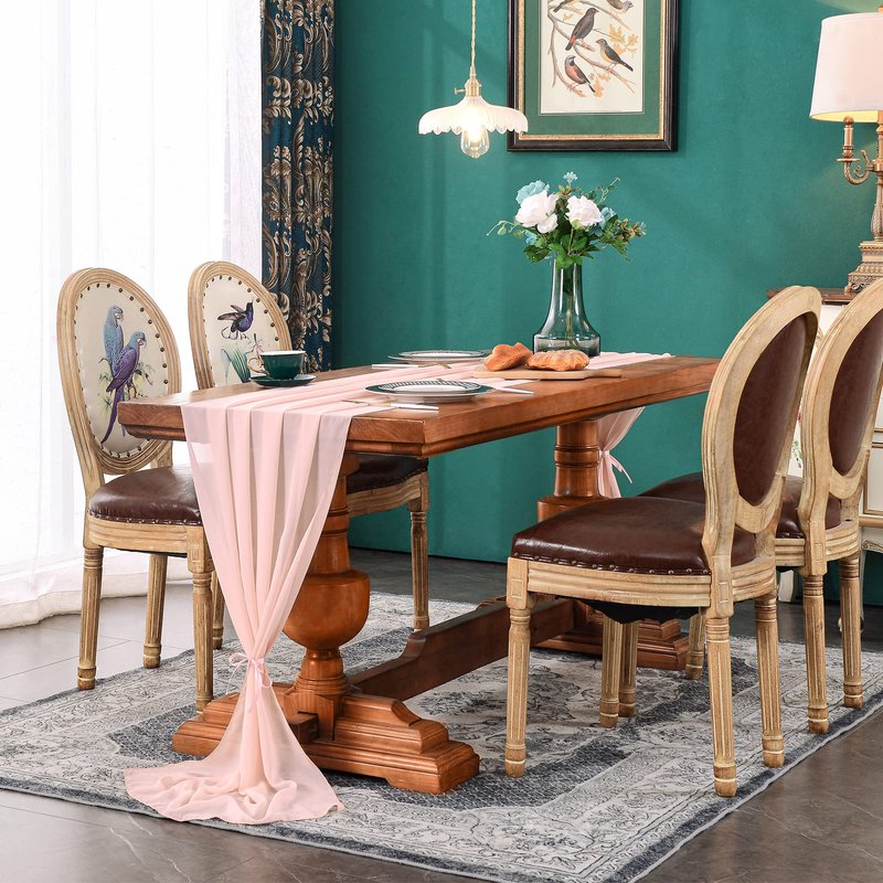 BETRIC 10Ft Chiffon Table Runner 29x122 Inches Charming Wedding Runner Sheer Bridal Shower Decorations, Birthday Party Decor-10 Pack,Blushing Pink