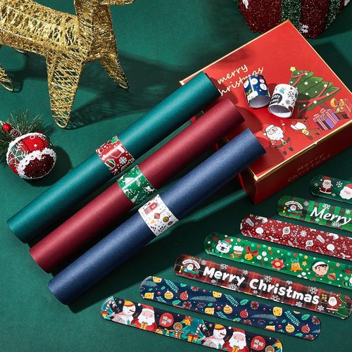 Lewtemi Christmas Wrapping Paper Roll Holder Clips - 24 Pcs | 12 Designs for Easy Holiday Gift Organization
