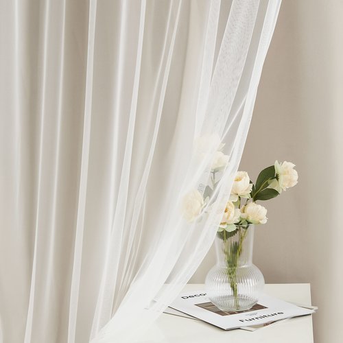 Bujasso Beige 80% Blackout Curtains with Sheer Overlay Mix and Match Double Layer Thermal Insulated Window Panels 95 inch for Bedroom Beige Drapes with Tiebacks Rod Pocket Back Tab 37" Wx95 Lx2