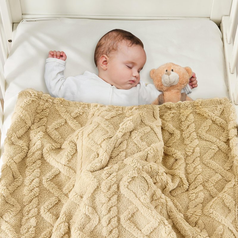 Sherpa Fleece Baby Blanket, Ultra Soft Fluffy Premium Baby Blankets for Boys Girls, Cozy Infant Toddler Newborn Receiving Blankets for Crib Stroller 30”×40” (Khaki)