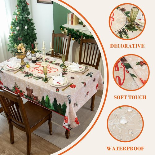 LOSIVISHE Halloween Tablecloth Waterproof – Spooky Pumpkin Design, Purple Table Cover for Halloween Party Decorations, Washable Spillproof Table Cloth for Indoor Outdoor Use, W60 x L102 in