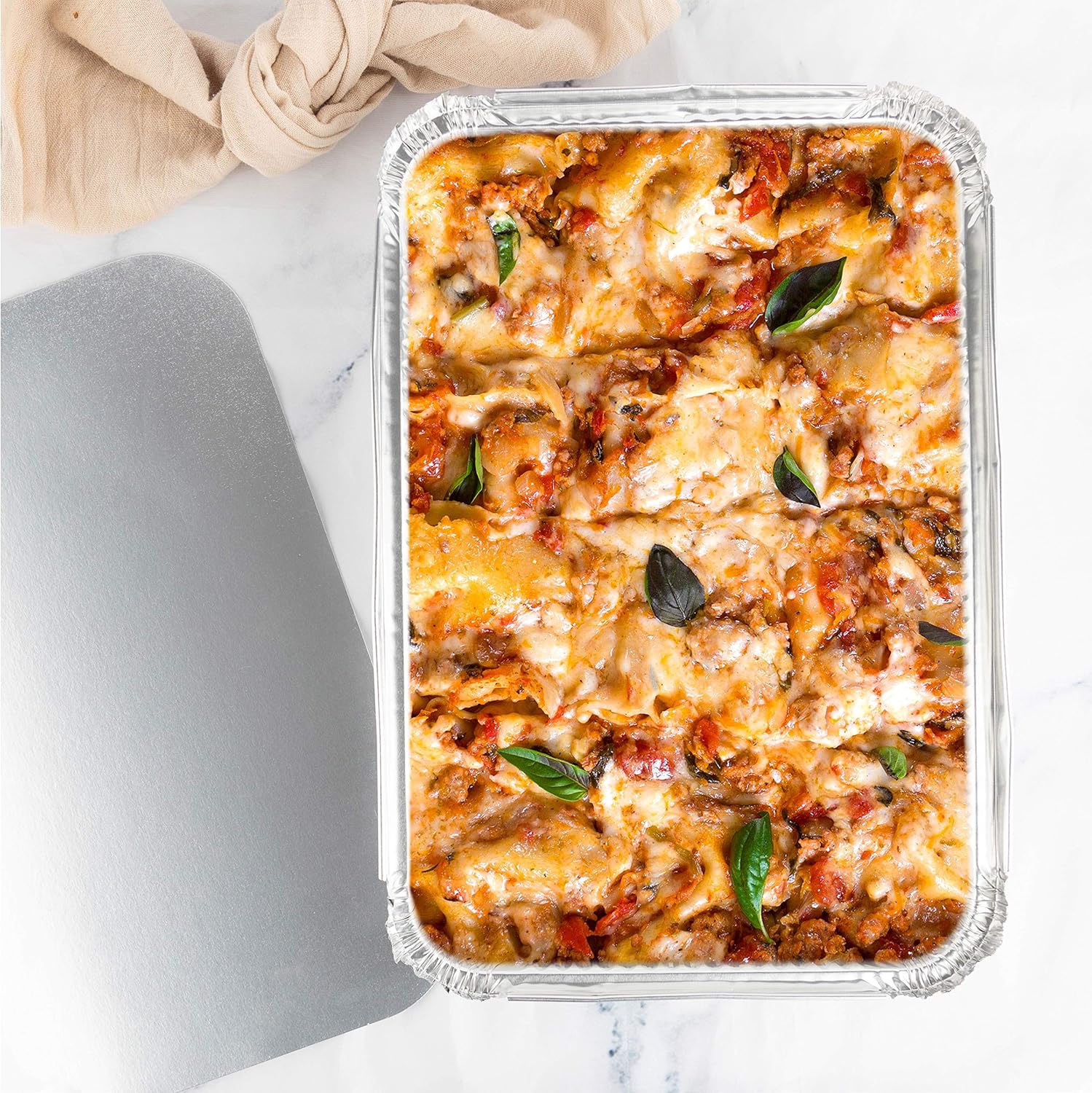 PLASTICPRO Disposable Aluminum Baking Pans - 4 LB Oblong Foil Containers with Cardboard Lids | 12'' x 8'' x 2'' - Ideal for Brownies, Bread, or Lunchboxes, Pack of 5