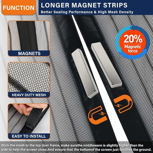 Mesh Screen with Magnetic Closure - Heavy Duty Bug Barrier for Doors | Pet & Kid Friendly (38 x 82 Inch)