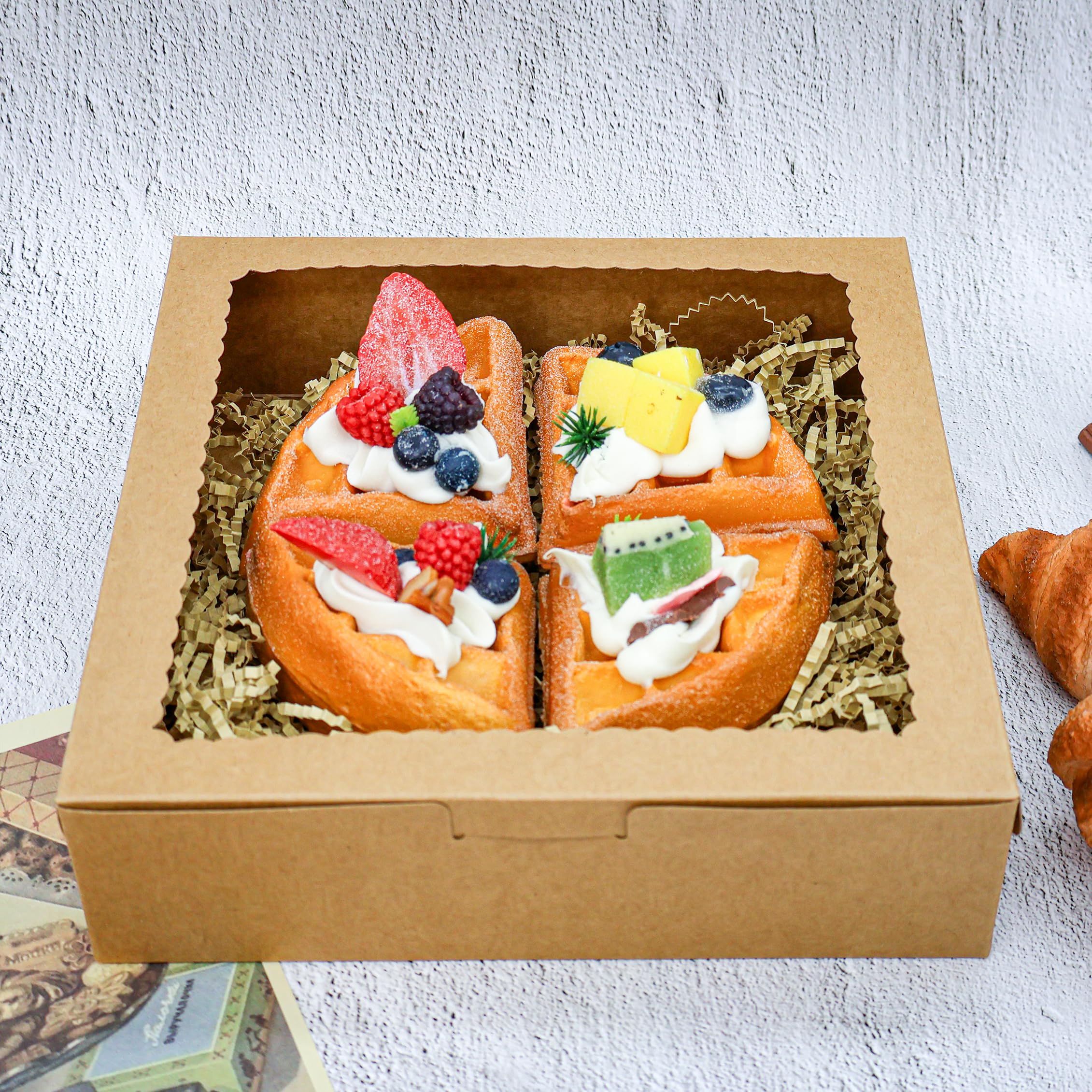 12pcs 9x9x2.5 Inches Brown Pie Box Bakery Boxes with Window Cookie boxes Treat Boxes Dessert Boxes Donut Boxes Muffin Boxes for Pastry Candy Small Cake Cupcake for Gift Giving Party