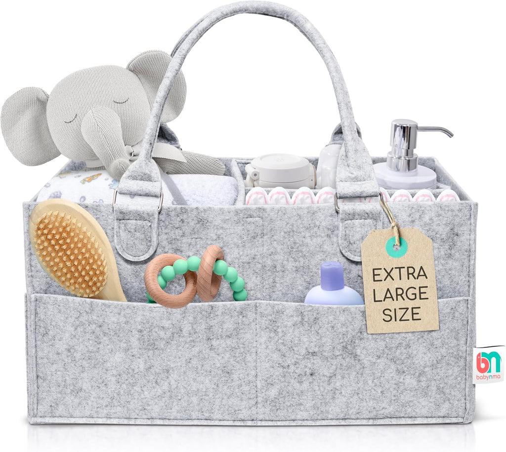 Skiennix Felt Diaper Caddy - Extra Large Portable Organizer for Baby & Toddler Items - Ideal for Nursery & Car