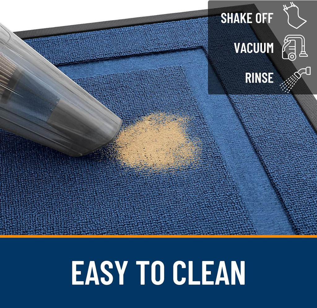 OLANLY Waterproof Front Door Mat - All-Season Indoor/Outdoor Doormat, Easy Clean, 59x23, Navy Blue