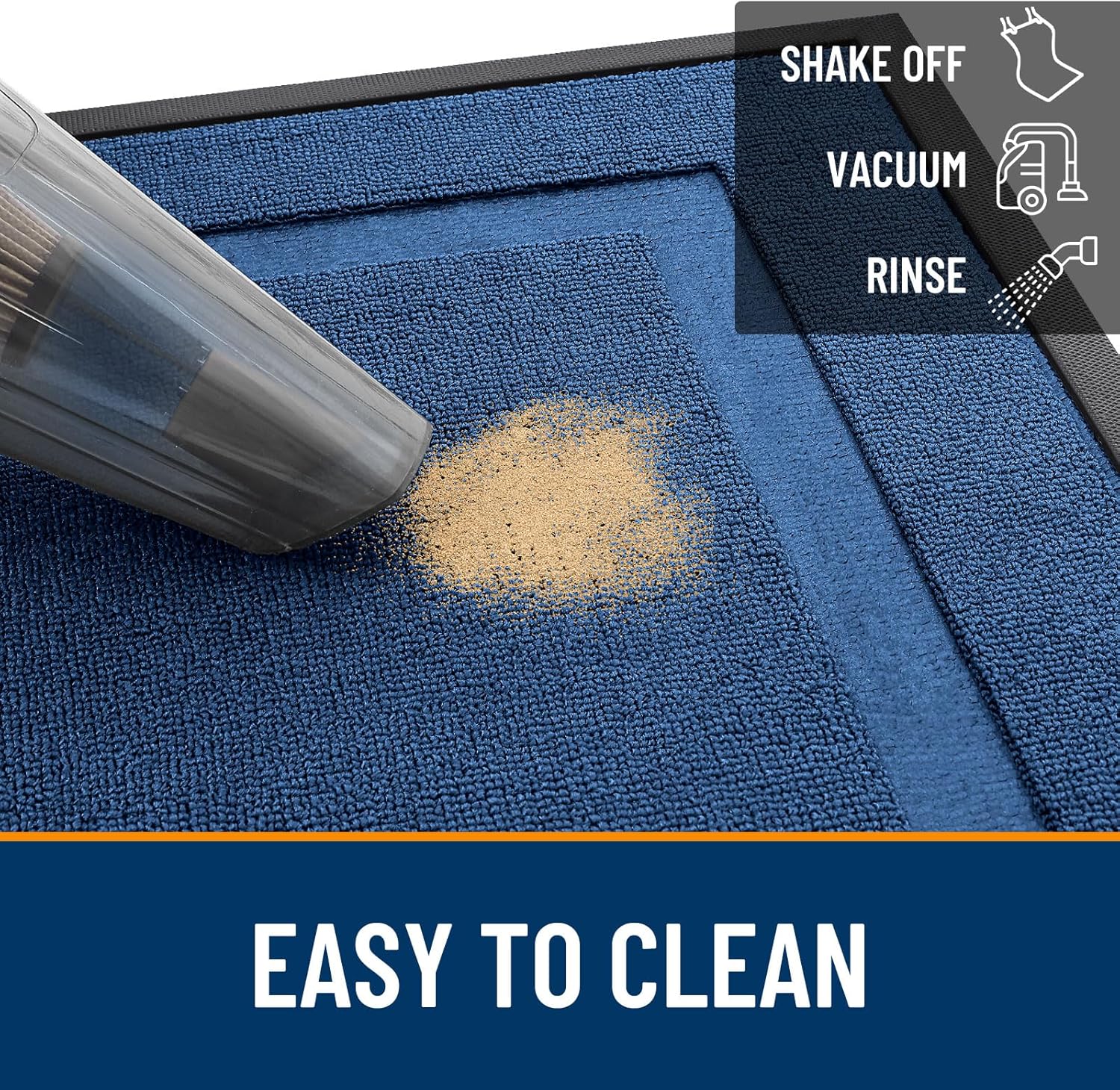 OLANLY Waterproof Front Door Mat - All-Season Indoor/Outdoor Doormat, Easy Clean, 59x23, Navy Blue