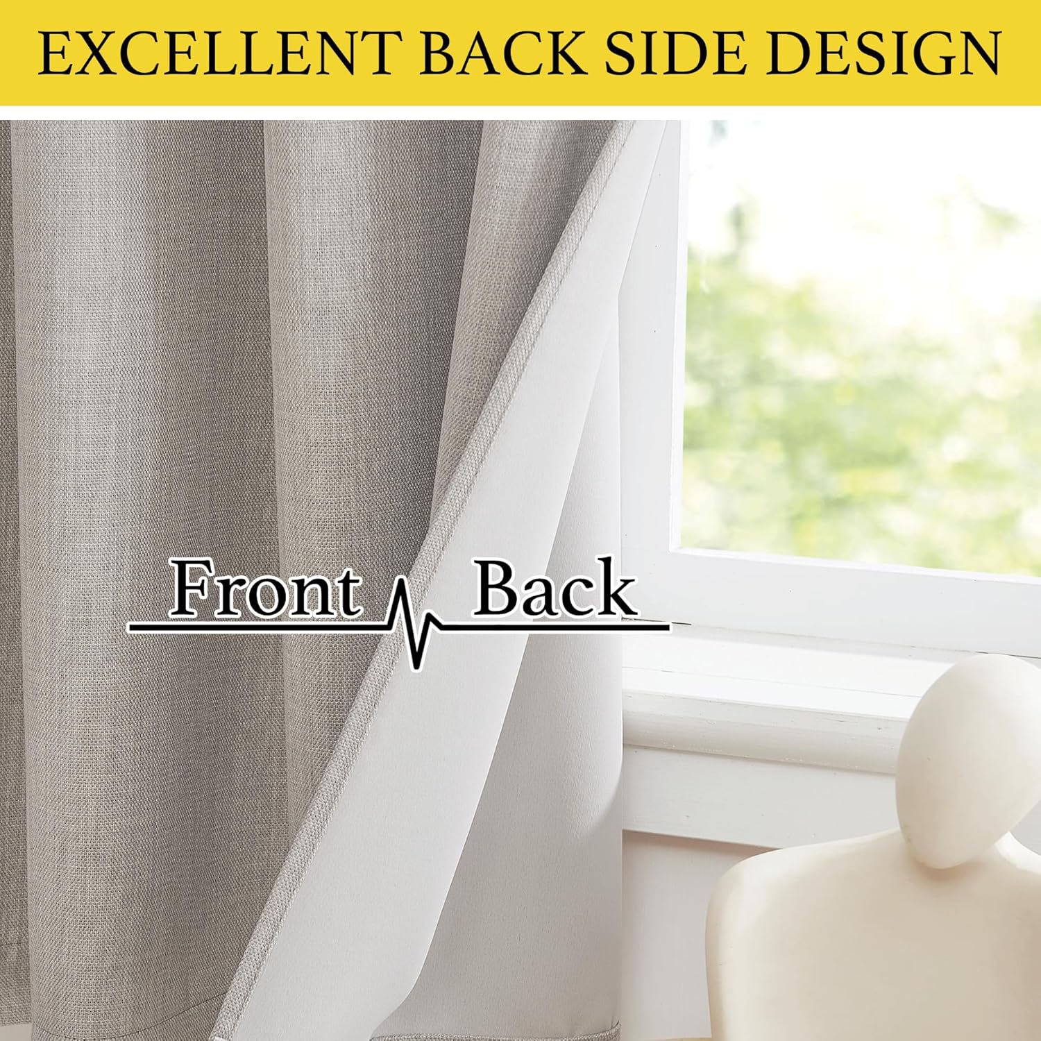 NICETOWN Linen Curtain Valances - Light Blocking Thermal Insulated Window Tiers | Angora, 30" Length, 2 Panels