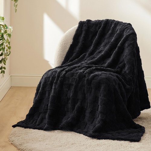 Bedsure GentleSoft Black Throw Blanket - Cozy Checkered Fleece for Kids & Home Decor | 50x60 Inches