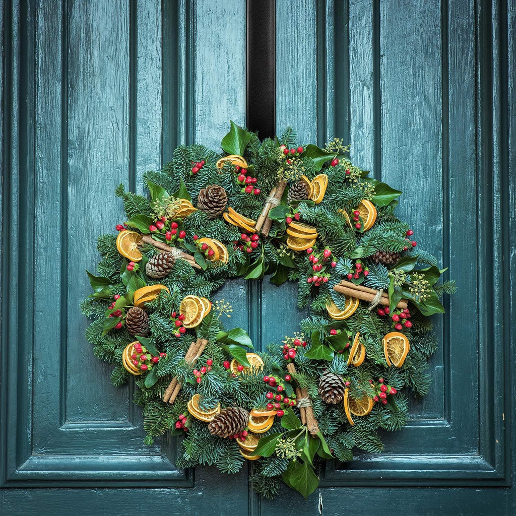 Myfolrena Wreath Hanger - Adjustable Front Door Hook Holds Up to 20lbs | Fits 15-24 Inch Wreaths (Black)