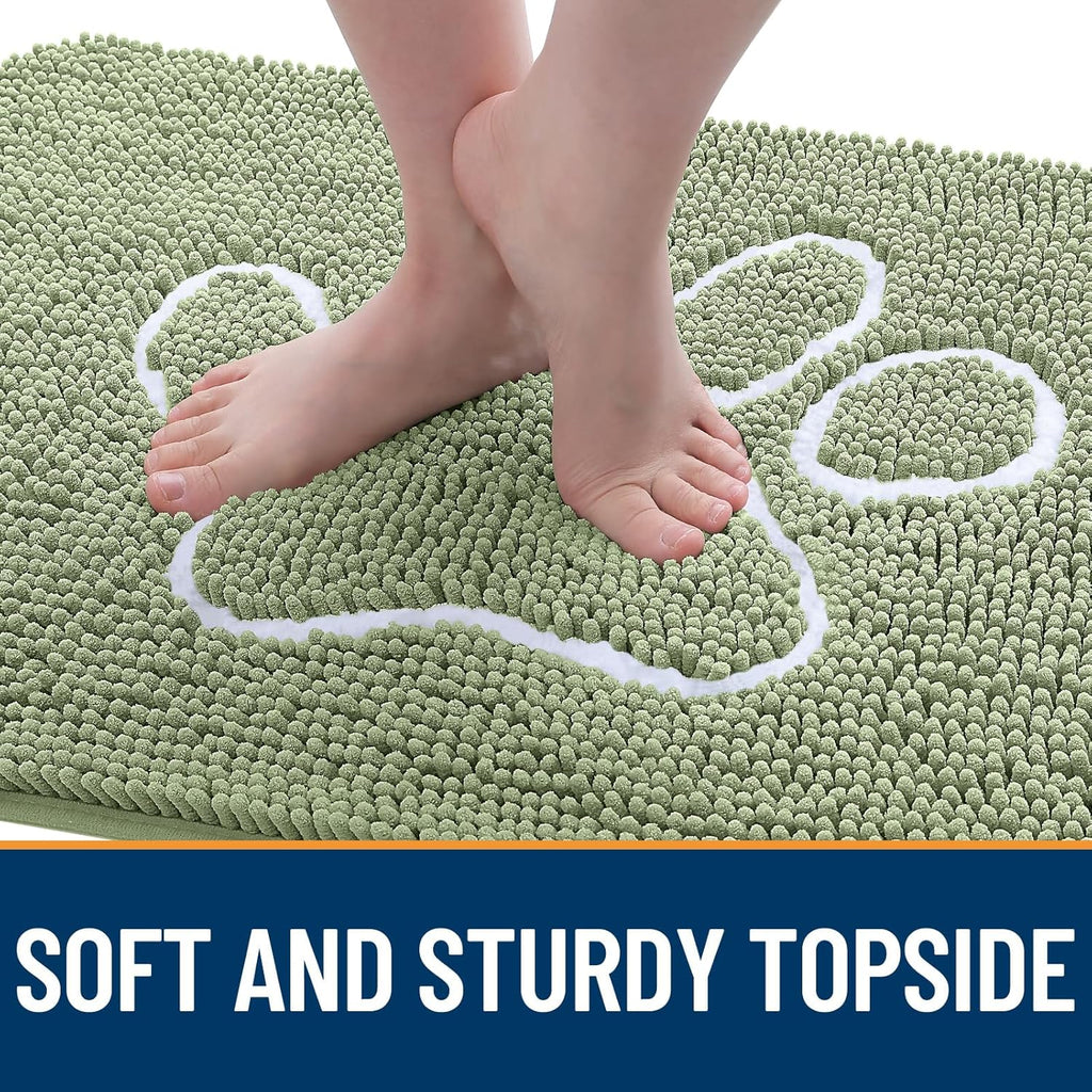OLANLY Dog Door Mat - Absorbent Muddy Paws Doormat | Non-Slip Chenille, Quick Dry, 70x46, Sage Green
