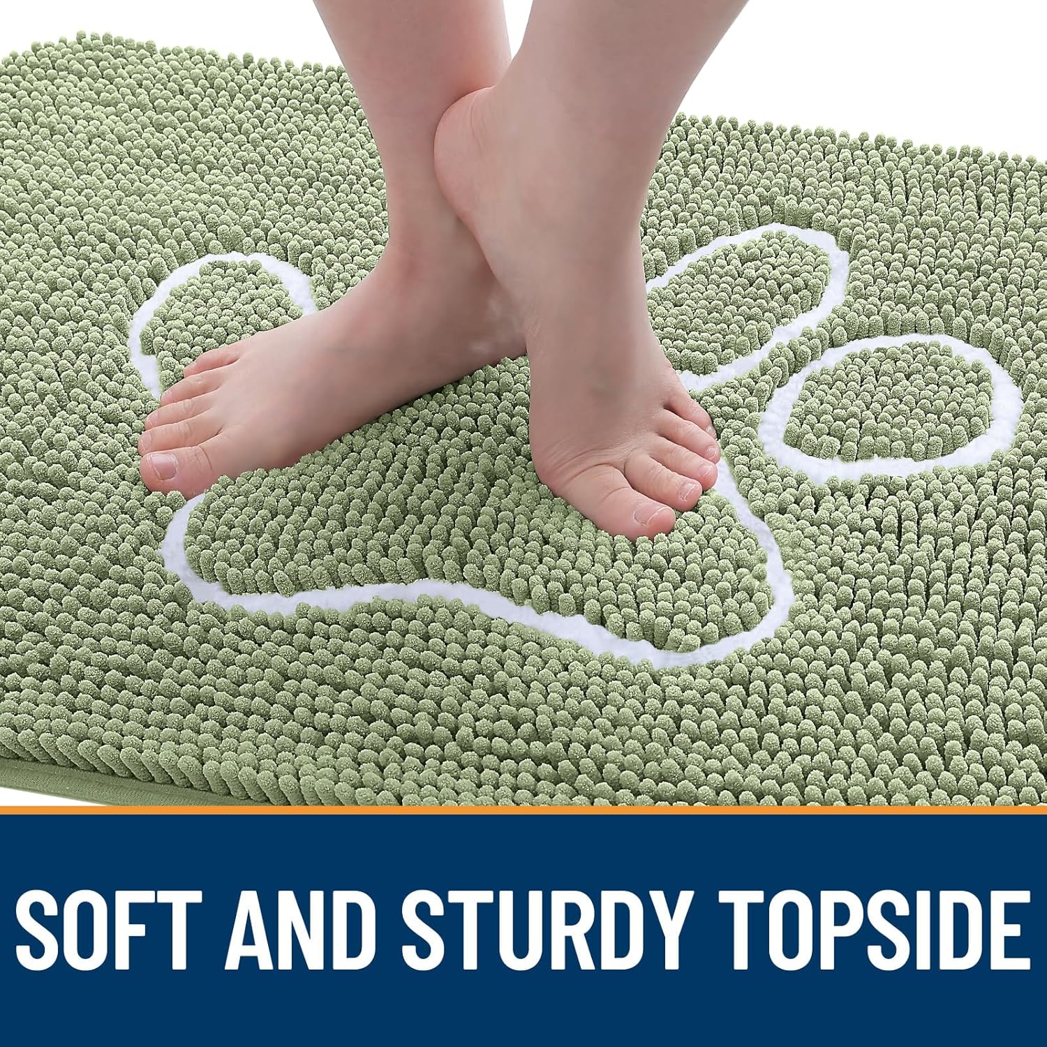OLANLY Dog Door Mat - Absorbent Muddy Paws Doormat | Non-Slip Chenille, Quick Dry, 70x46, Sage Green