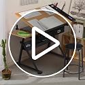 Adjustable Drafting Table and Stool Set with Tilt-Top and Storage Drawers