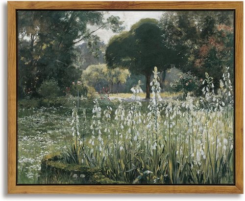 InSimSea Meadow With Flowers Wall Art - Framed Canvas Print for Home Office Decor (8x10in)