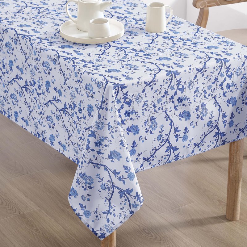 Laura Ashley Decorative Tablecloth, Wrinkle and Stain Resistant, Spillproof Water Repellent, Easy Care Washable Polyester Fabric for Dining, Kitchen, Holiday and Party, 60" x 120", Charlotte