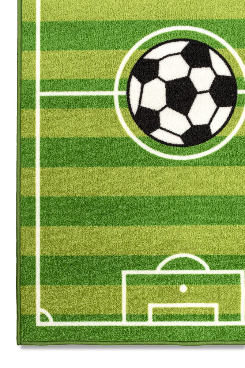 Furnish My Place Play Area Rug for Kids Playroom, Bathroom & Kindergarten Classroom | Nylon | Anti Skid Rubber Backing | Soccer Field Ground | Strips Rectangle | Green | 3'3"x5'