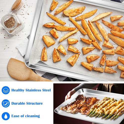 E-far Large Baking Sheet - 20”x14” Stainless Steel Cookie Sheet Pan | Non-Toxic, Rust-Free & Dishwasher Safe