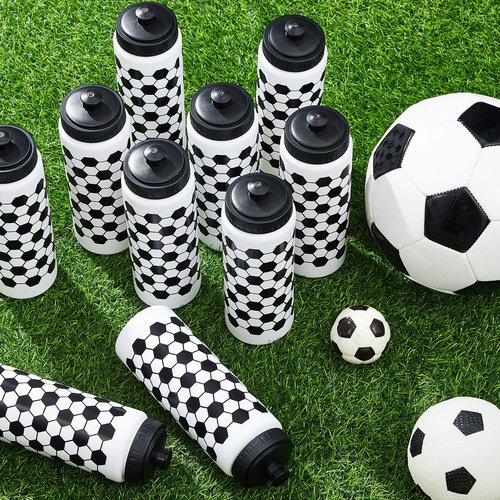 Yaomiao 50 Pcs Soccer Water Bottles Bulk 20 oz Reusable Squeeze Water Bottles Sports Ball Cup Accessories for Sports Party Team Gifts