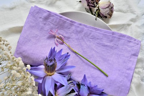 Linkslove Home Linen Napkins Set of 6 – Purple Cloth Napkins for Party, 100% Natural Linen, Lavender Linen Napkins 20x20 Inch, Great Gift, Machine Washable, Soft Durable Luxury