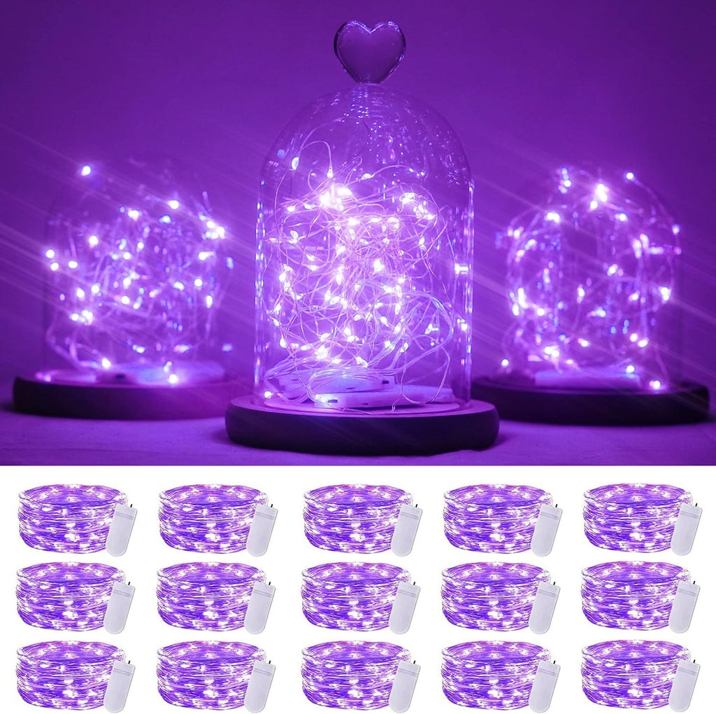 SmilingTown 20 LED Purple Fairy Lights - Battery Operated 6.6ft Waterproof String Lights for Weddings & Parties