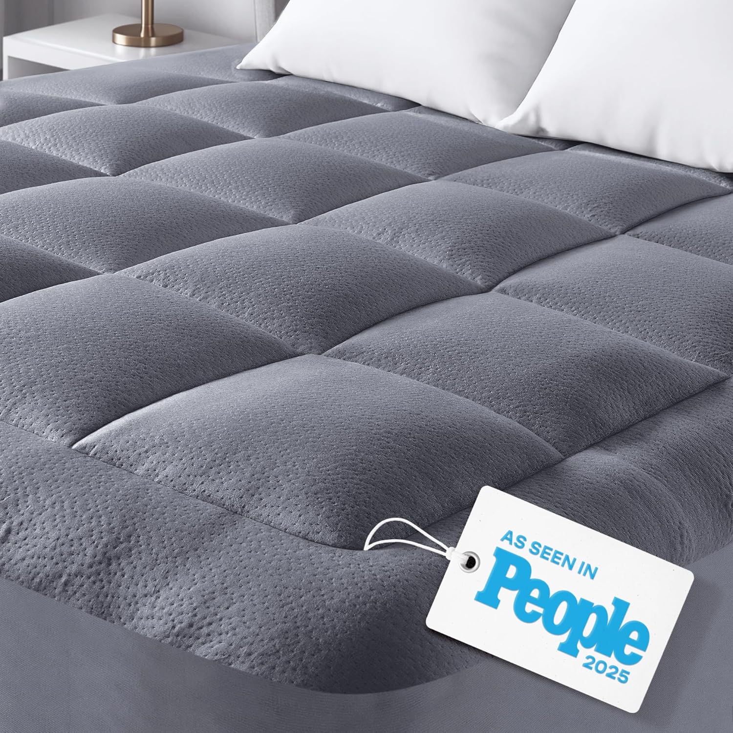 Niagara Ultra Soft King Size Mattress Topper - Bamboo Viscose Pillow Top for Back Support | Naturally Cooling, Gray