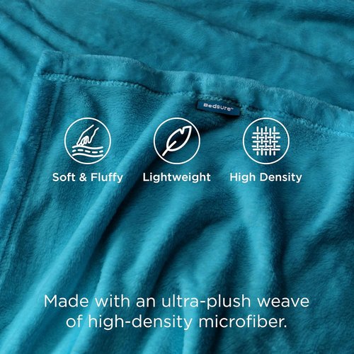 Bedsure GentleSoft Fleece Blanket - Cozy Travel Throw for Kids, 43x55 Inches, Teal Blue