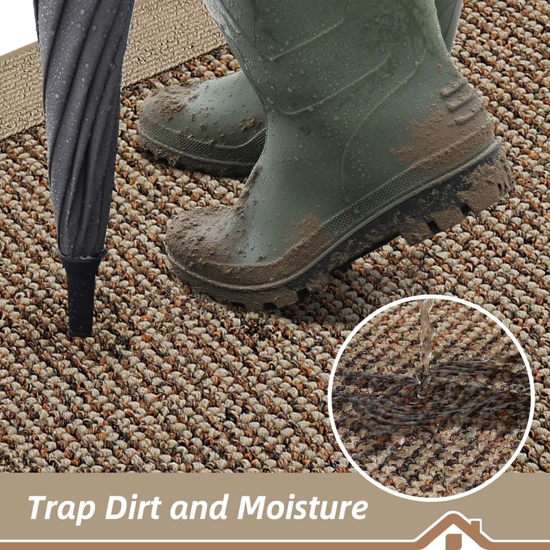 BEQHAUSE Indoor Door Mat 32" x 48", Dirt Trapper Door Mats Non-Slip Entryway Rugs Washable, Resist Dirt Absorbent Welcome Mat, Low Profile Floor Mats for Front Back Door and Entryway, Taupe