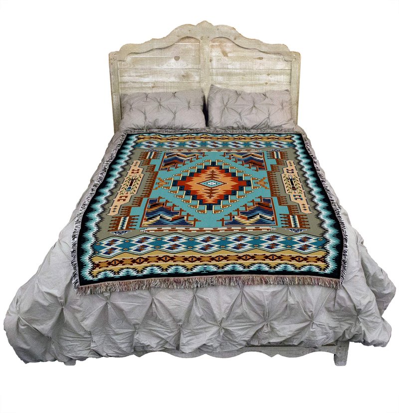 Pure Country Weavers Painted Hills Sky Blanket - Southwest Native American Inspired - Gift Tapestry Throw Woven from Cotton - Made in The USA (72x54)