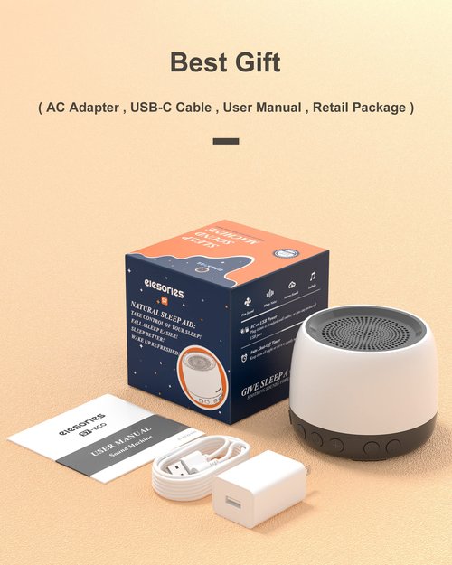 elesories White Noise Machine, Sound Machine with13 Non Looping Natural Soothing Sounds for Adults Baby Sleeping, Also Be Used as a Multifunctional Speaker for Home, Office Privacy | Nursery | Travel…